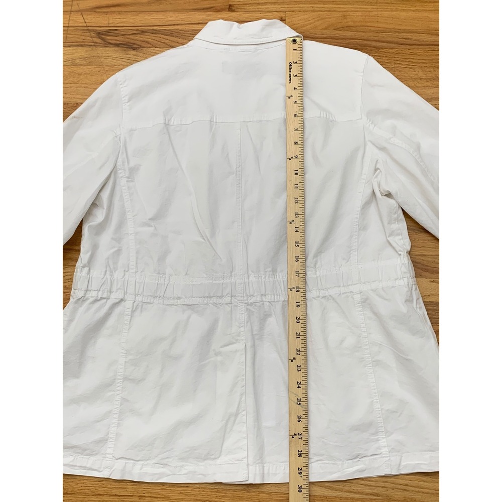 Talbots Plus Women's White Utility Safari Jacket Cotton Blend Button Front 1X - Picture 6 of 9